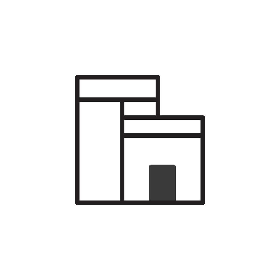 Simple architectural outline portraying a modern minimal residence with clean lines representing vector