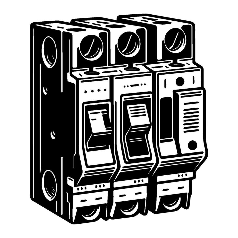Electrical circuit breakers for power distribution and safety. vector