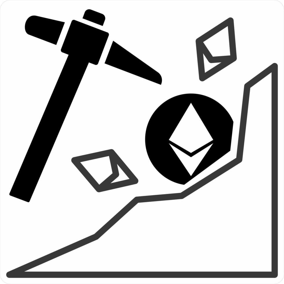 Ethereum Mining icon concept in black color icon vector