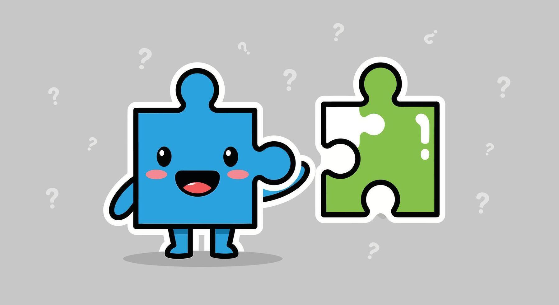 Cute Puzzle Pieces Teamwork, Problem Solving, Connection, Illustration vector