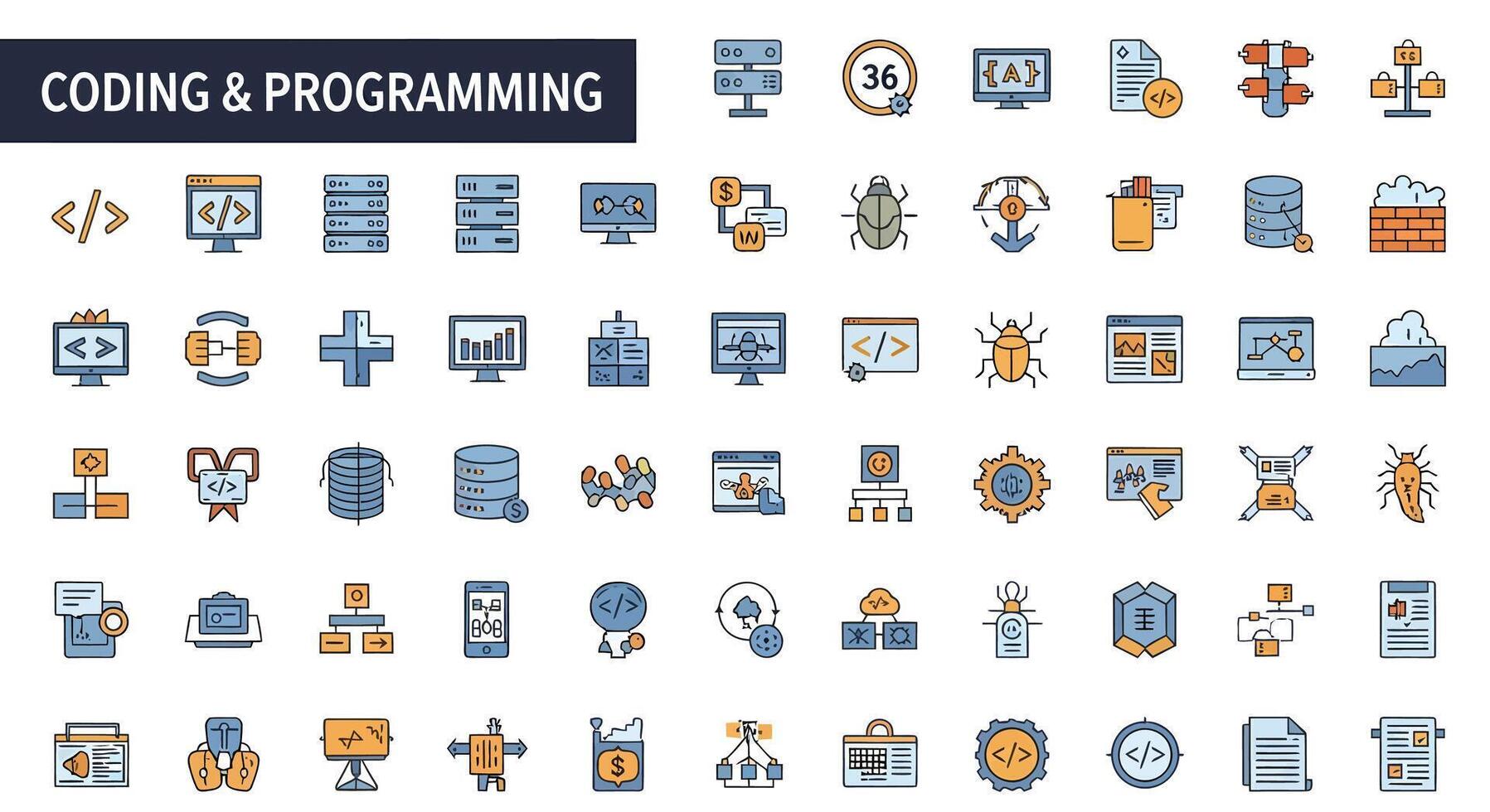 codificación y programación íconos conjunto para software desarrollo, web diseño, y datos Ciencias vector