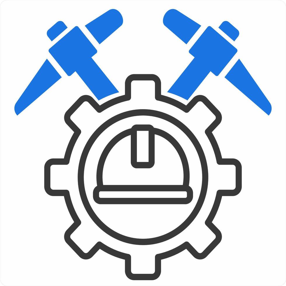 Bitcoin Mining icon concept in blue color icon vector