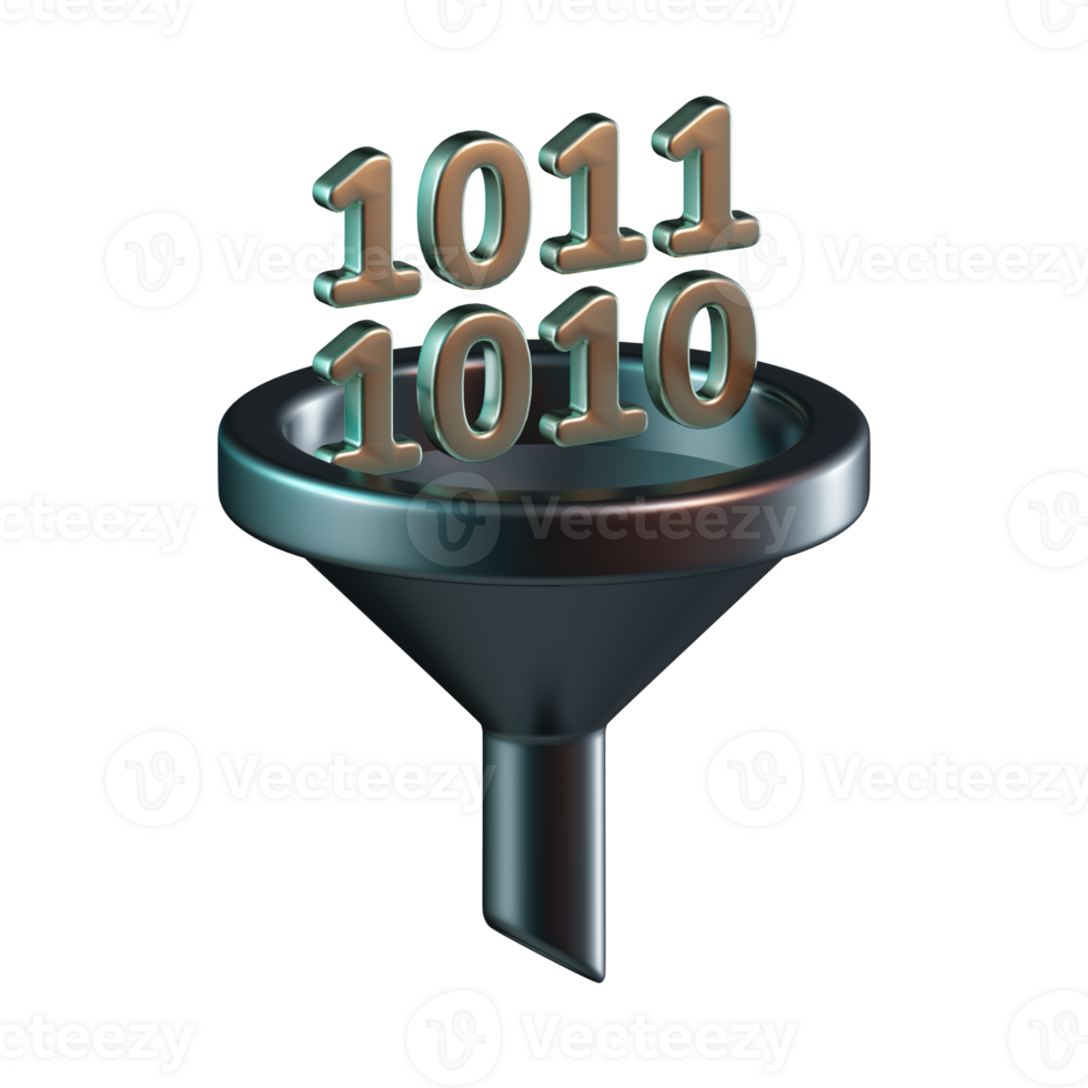 Trichter Sortierung einer Null binär Code 3d Symbol png