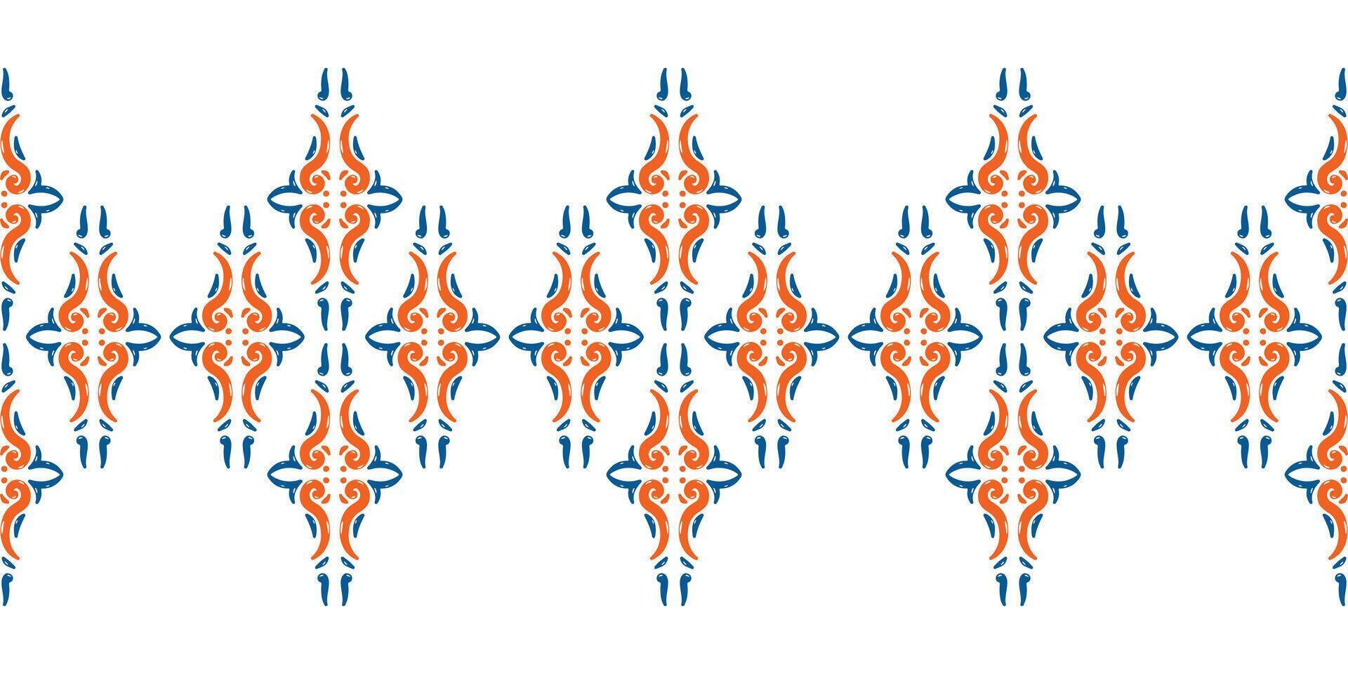 Seamless Pattern of Interlocking Blue and Orange Scrolls vector