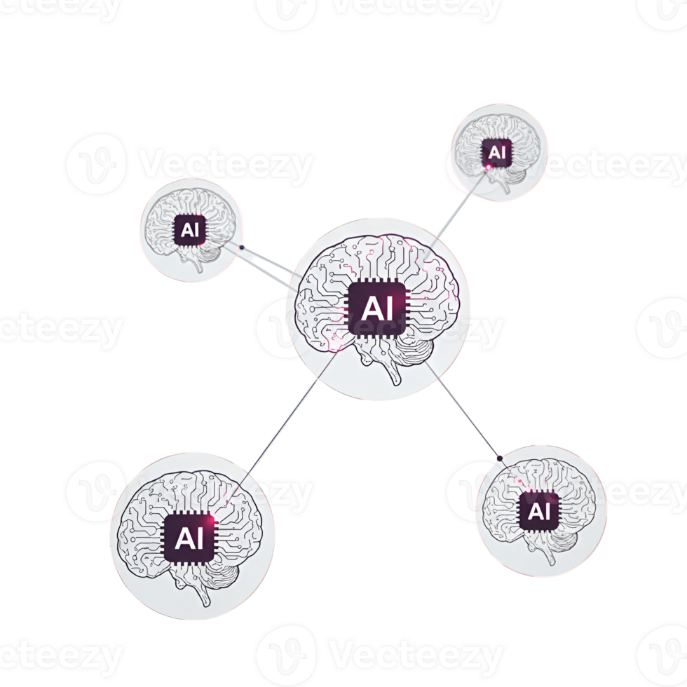 artificiale intelligenza neurale Rete concetto con collegato mente per macchina apprendimento design trasparente sfondo png