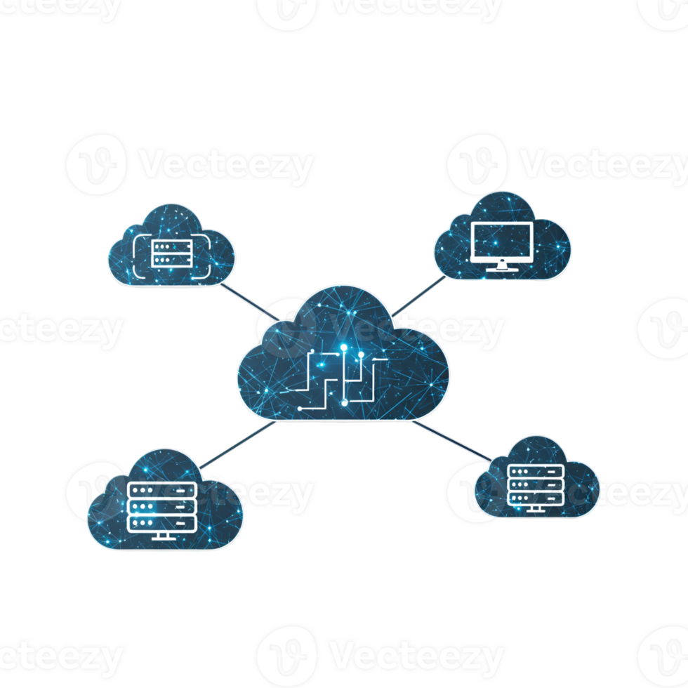 nube informática red diagrama demostración datos servidores interconectado para información tecnología servicios en transparente antecedentes png