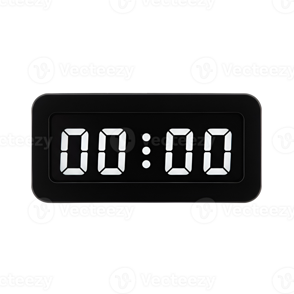 Digital Uhr Anzeigen Mitternacht Zeit Null Null Null Null Zeit Verwaltung Konzept und Zeit behalten Gerät auf transparent Hintergrund png