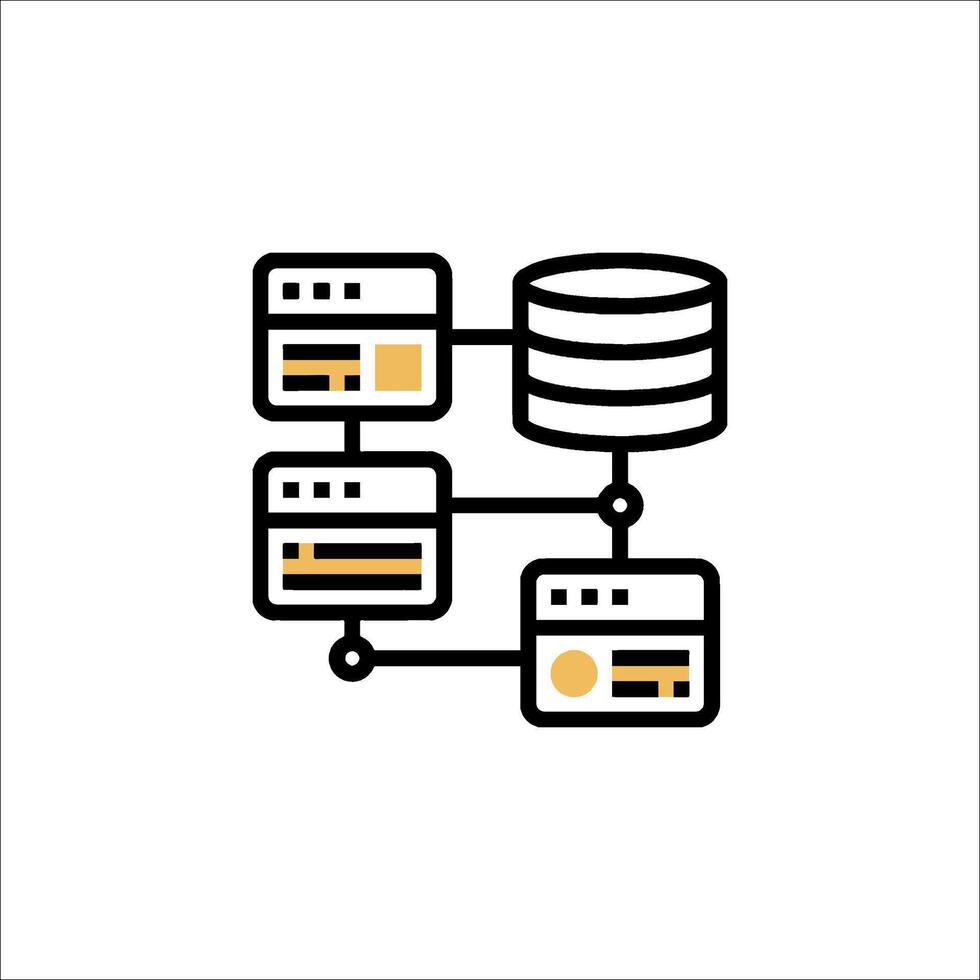 base de datos servidor red icono datos almacenamiento conexión, informática vector