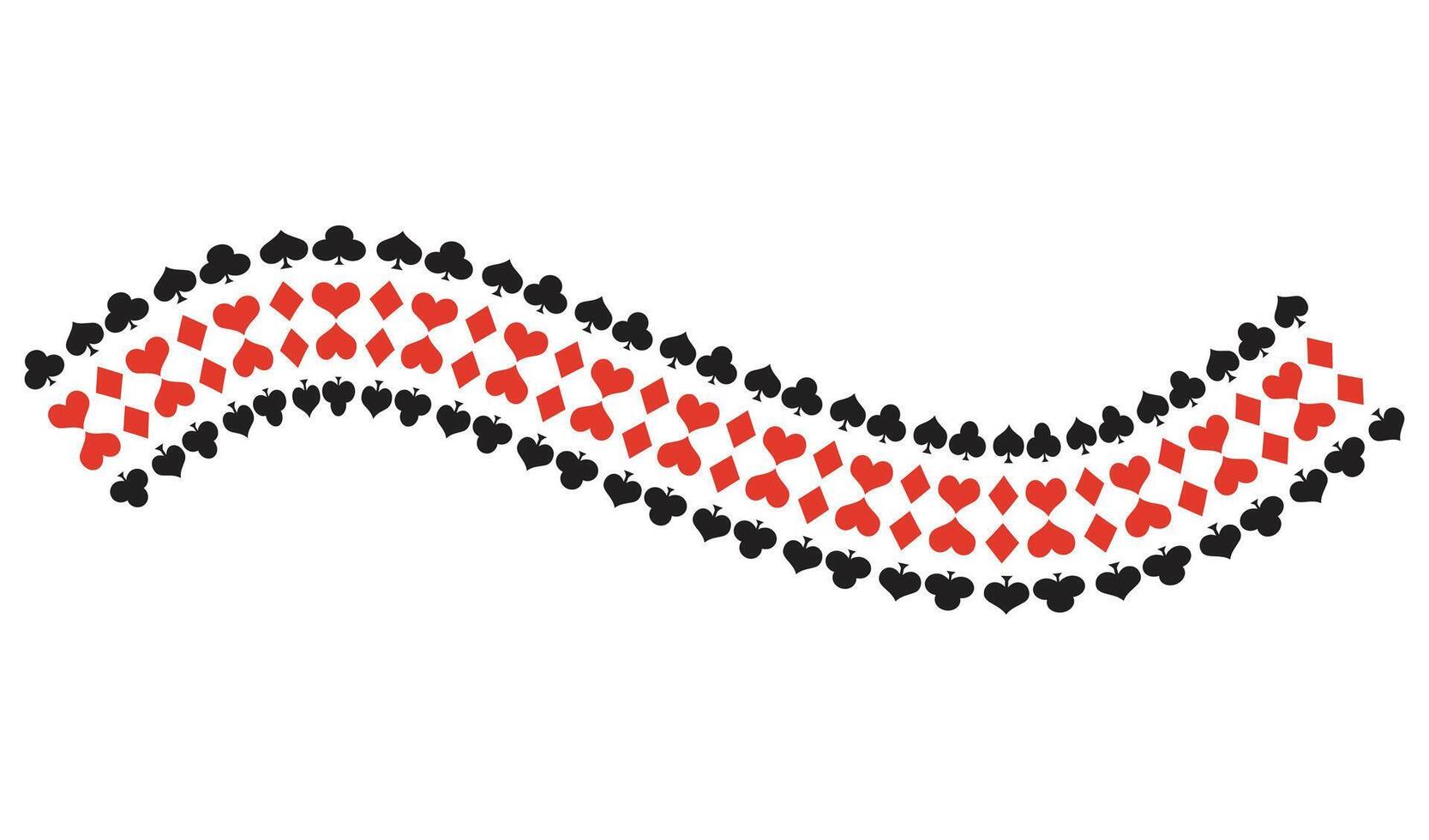 Wavy pattern of playing card suits on white background vector