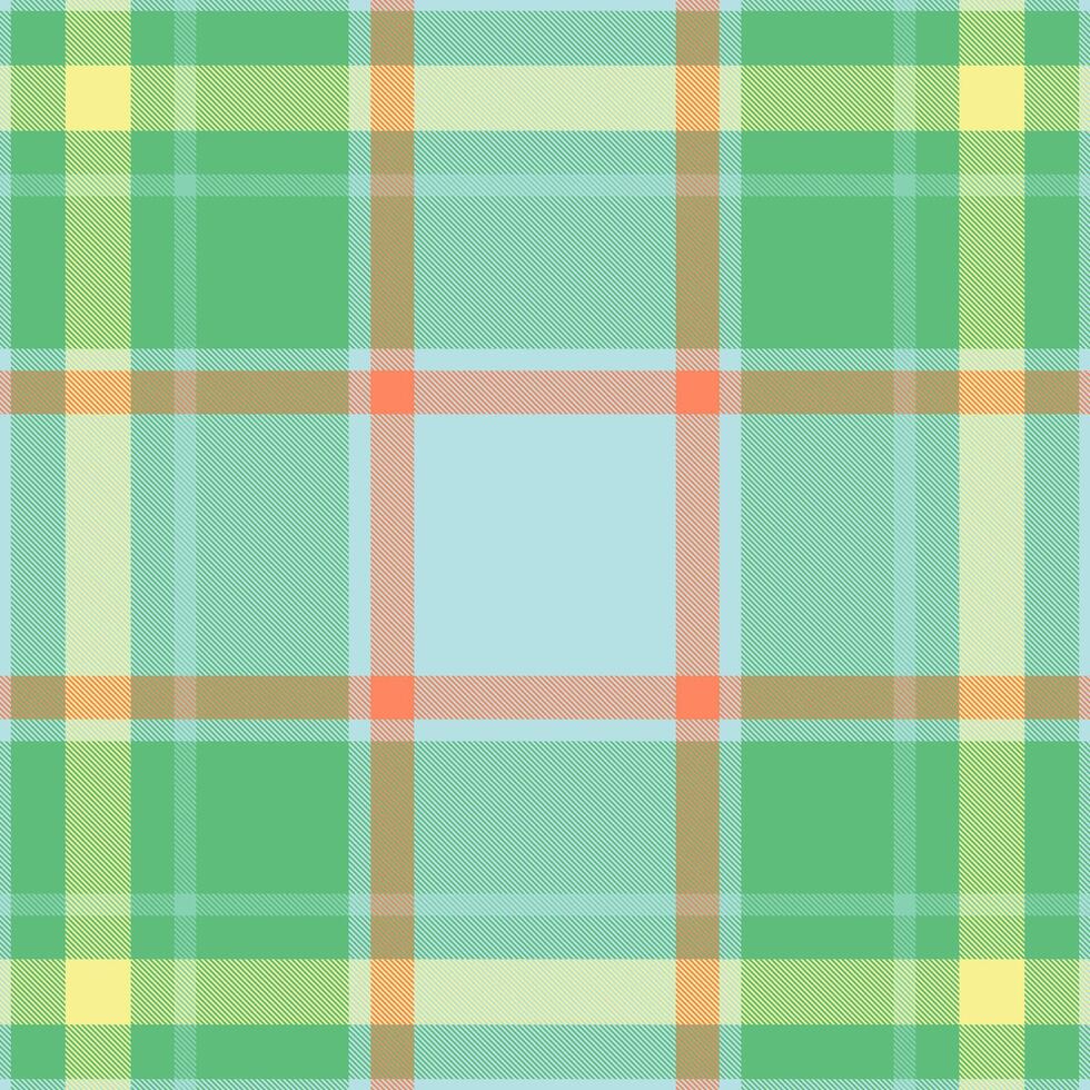 Vibrant plaid pattern with intersecting lines, perfect for backgrounds, textiles, and creative projects. Evokes tradition, warmth, colorful design. vector