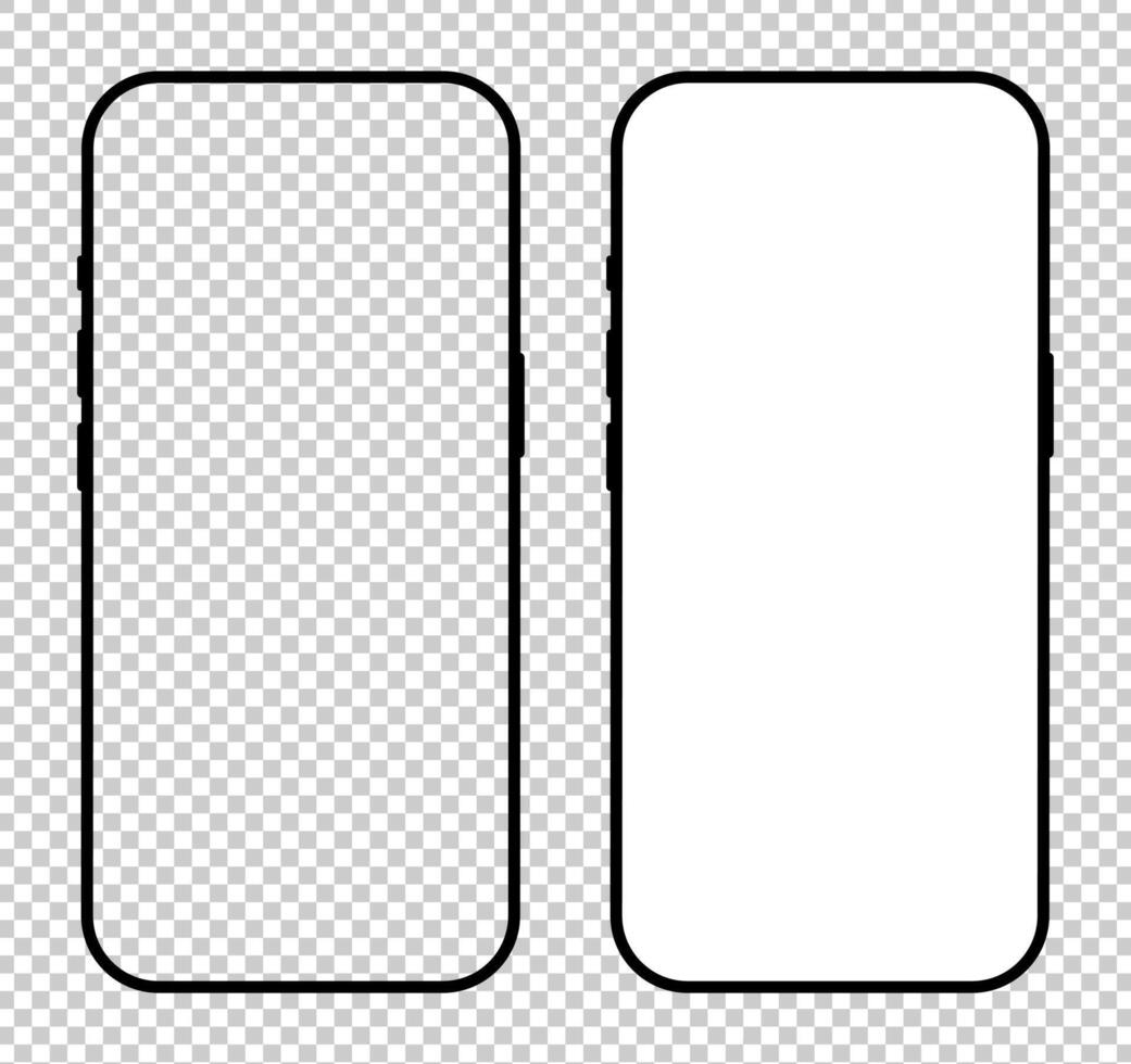 Smartphone black frames set. Gadget symbol. Signs for website design, ui, mobile app. Device flat front view. Smart phone blank, white screen templates. Mobile phone icons with empty, white background vector