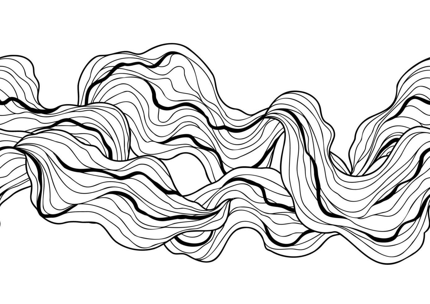 Seamless wave lines pattern. Abstract background with linear curls. vector