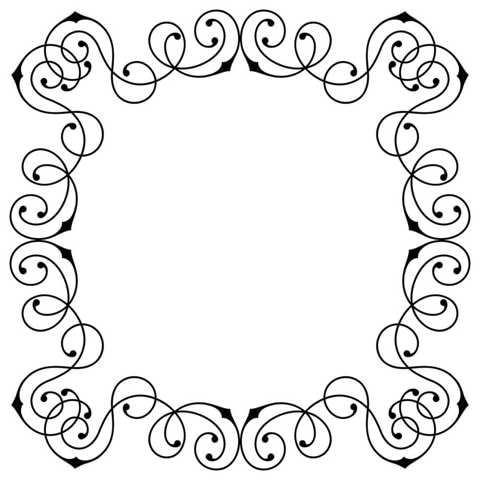 Linear curl vintage retro frame. Modern decorative background. vector