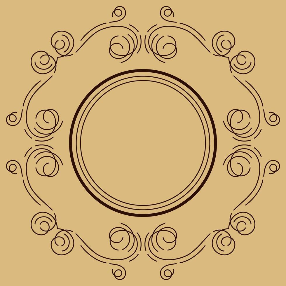 Decorative linear frame. Vintage abstract swirl filigree background. vector