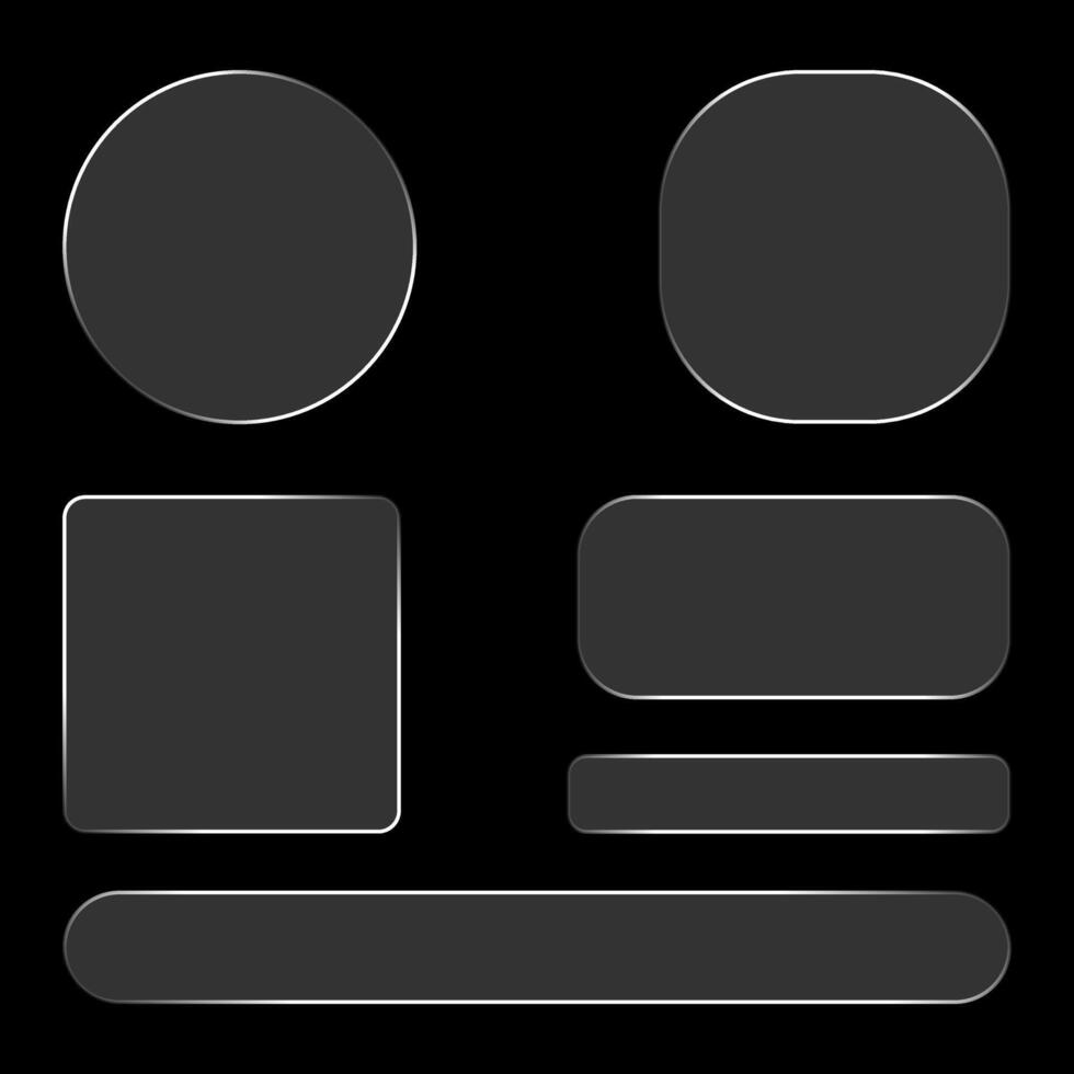 Futuristic Liquid Glass UI Elements Shiny White Square and Circle Widgets for Modern Smartphone Interface vector