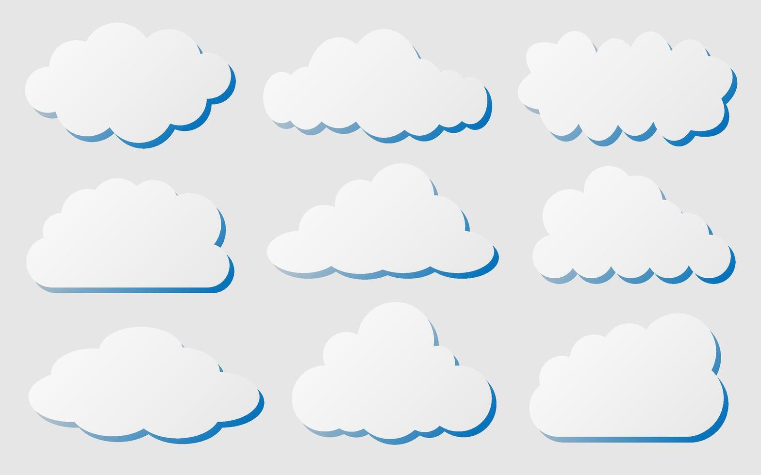 set of cut out clouds for pattern and design, illustration. vector