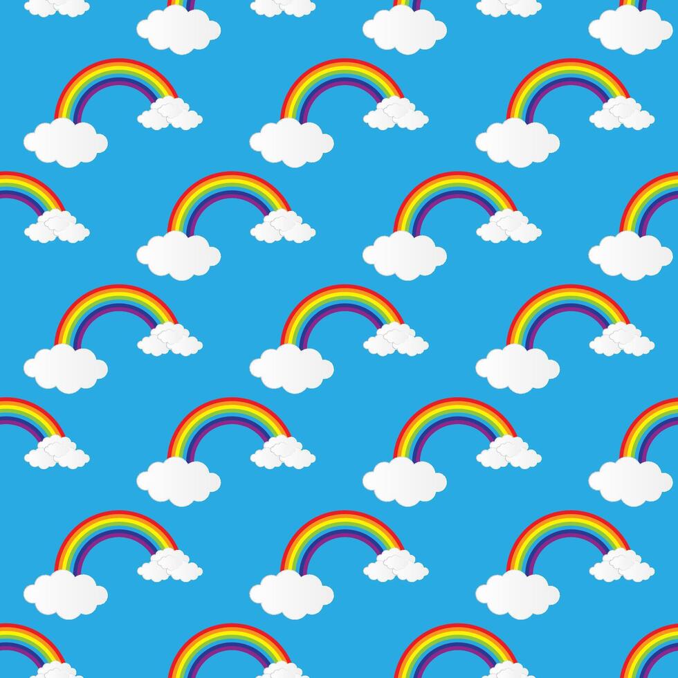 rainbow and clouds pattern for background and design, illustration. vector