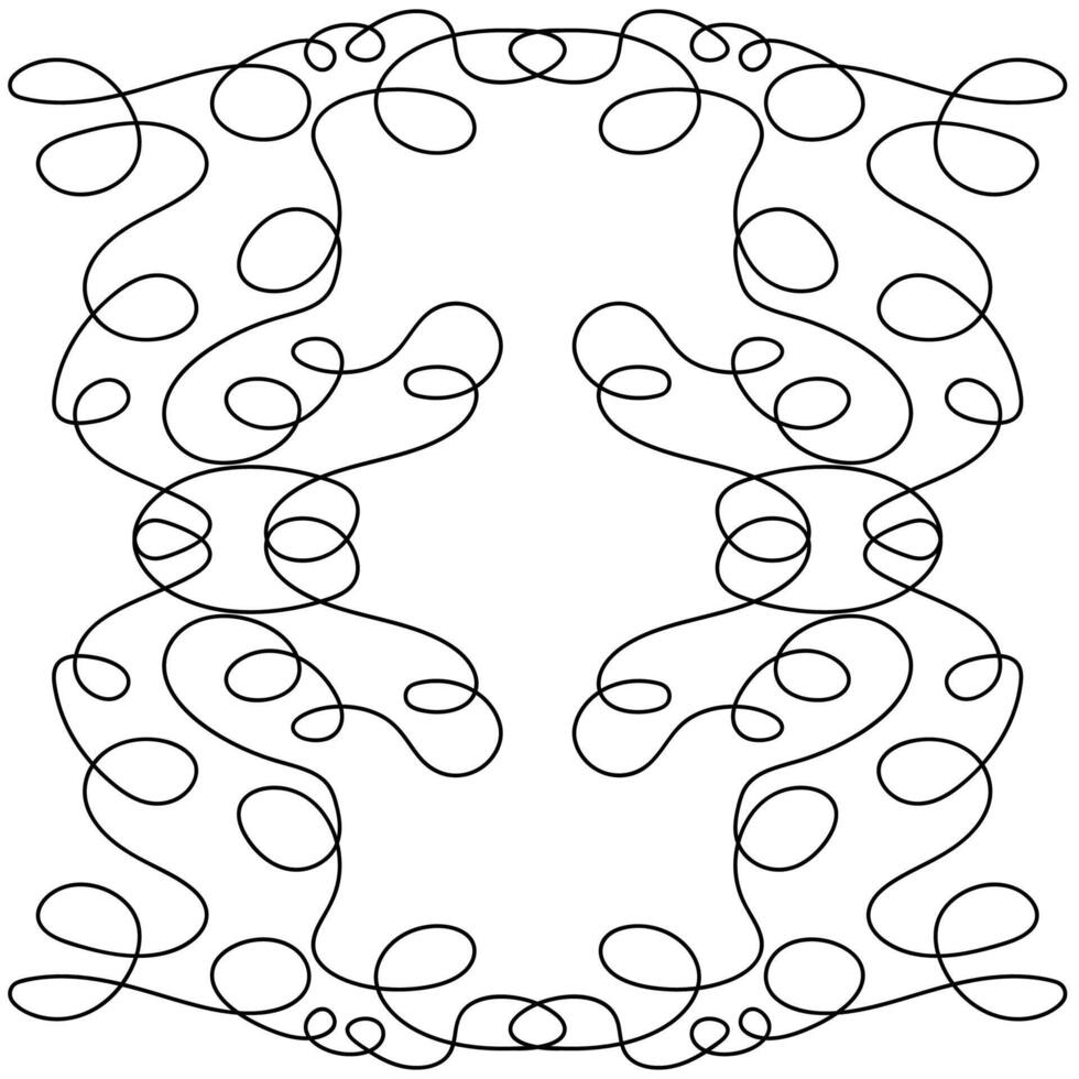 Abstract black pattern drawn in doodle style with one line on a white background vector
