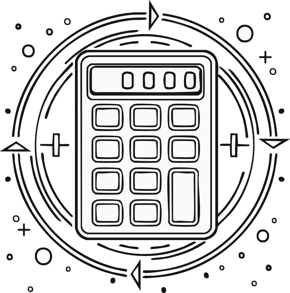 Abstract calculator line art icon for finance, business, math, and technology concepts. vector