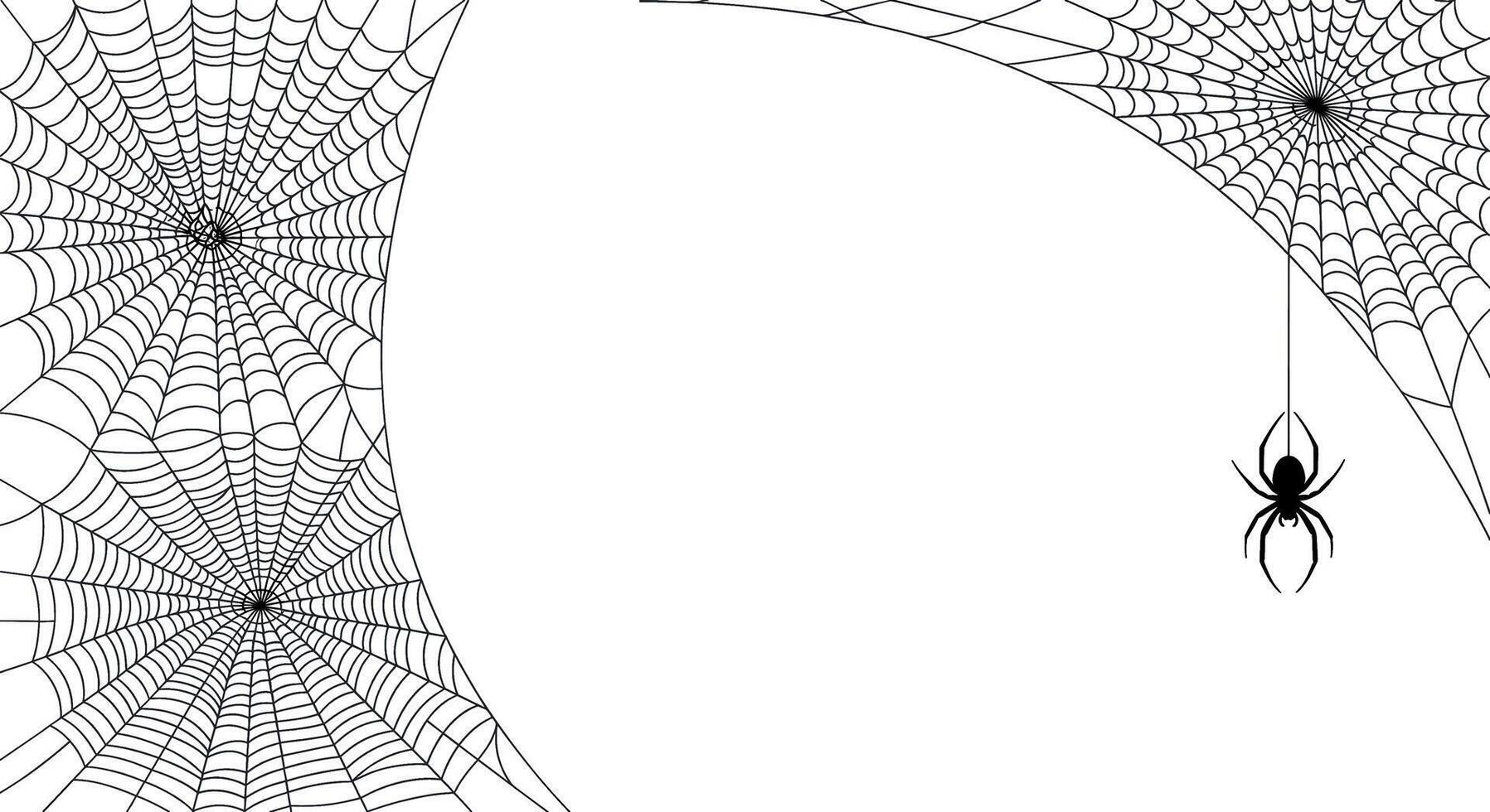 Creepy spider dangling from a web in a spooky corner creating a Halloween atmosphere with its intricate design and eerie presence on white vector