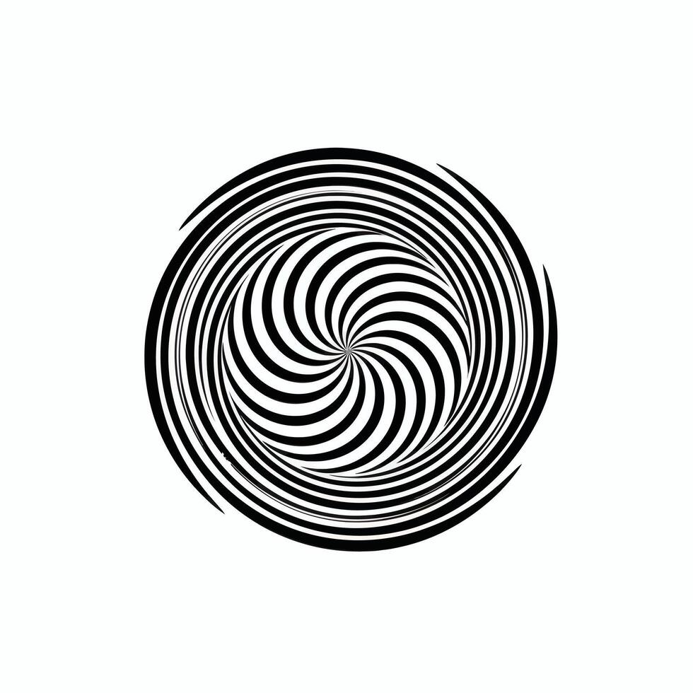Dynamic Spiral Pattern Design, Abstract Art, Digital Illustration, Black and White, Minimalist Style, Close-Up View, Optical Illusion vector