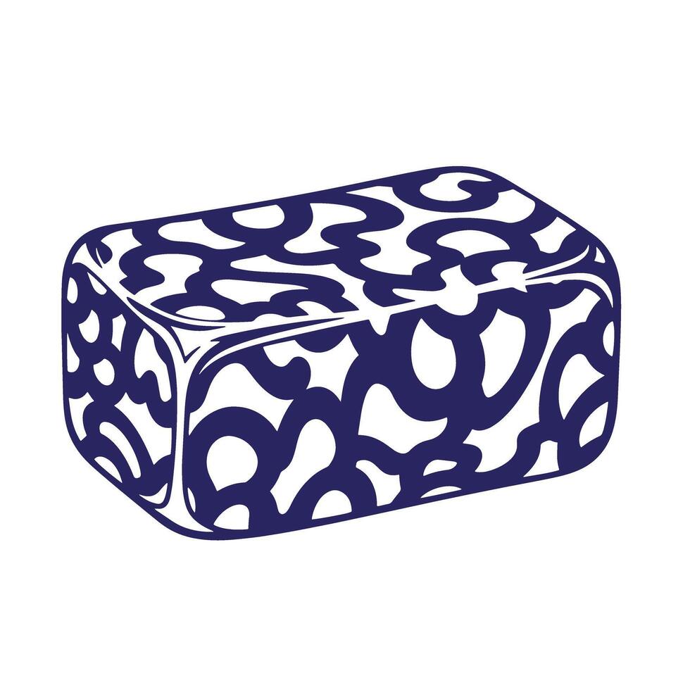 Stylish decorative rectangular box with abstract doodle pattern in deep blue and white colors vector
