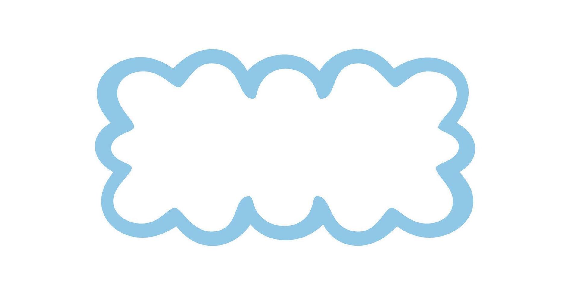 Groovy retro frame in cartoon graphic style with wavy scallop border and rectangle outline. Blue y2k graphic shape as playful abstract background and creative element for stylish vintage label use. vector