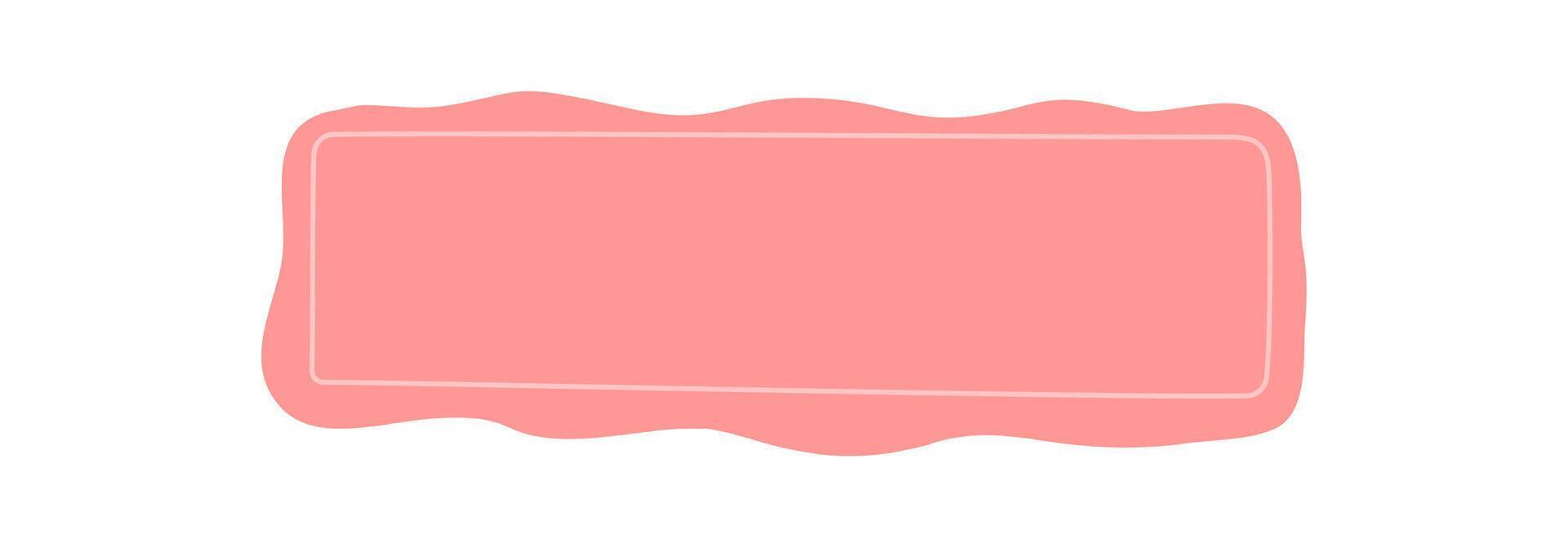 Hand drawn wavy frame forms an organic rectangle label. Squiggle border and doodle text banner template provide a modern background for creative card, invitation, or decor project. vector