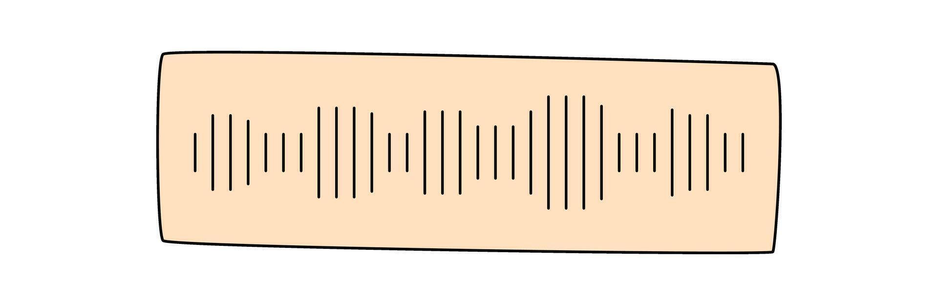 Groovy retro music player UI wave in flat rectangle form. Groovy element with audio sound and wave in y2k style, cool modern graphic for trendy applications and vintage user interface. vector