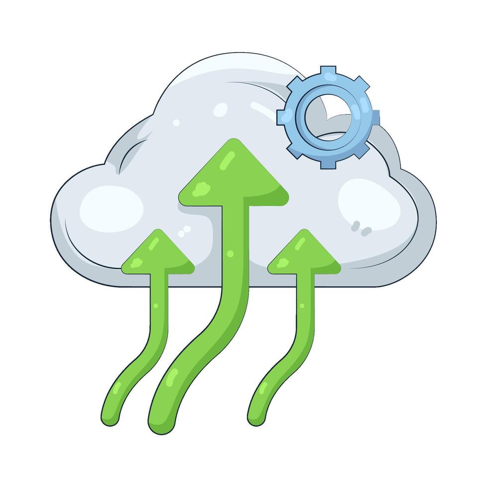 ilustración de nube informática con flechas y engranaje vector
