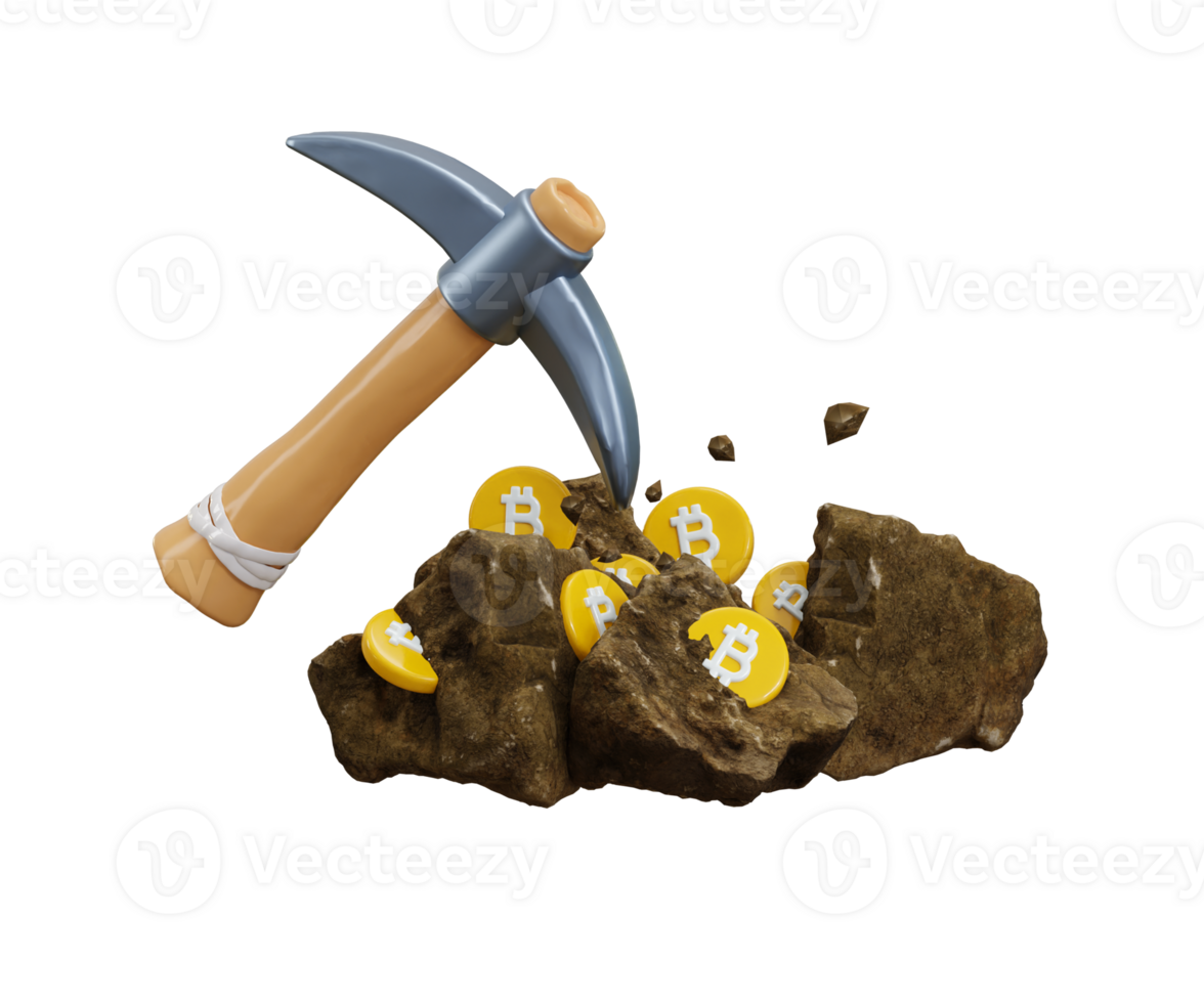 bitcoin exploitation minière icône 3d rendre concept de crypto-monnaie exploitation minière blockchain La technologie icône illustration png