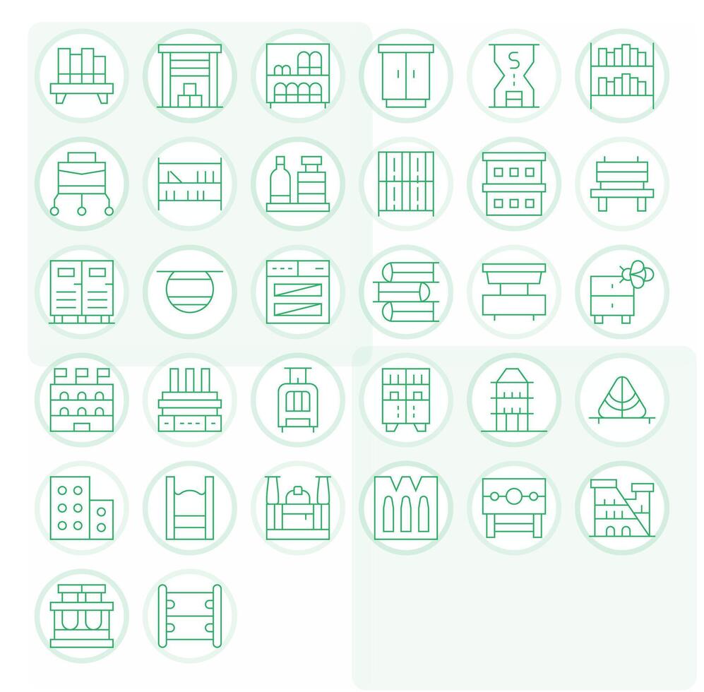 Shelving Icon Library with 32 Thin Line High Resolution Pixel Aligned Designs vector