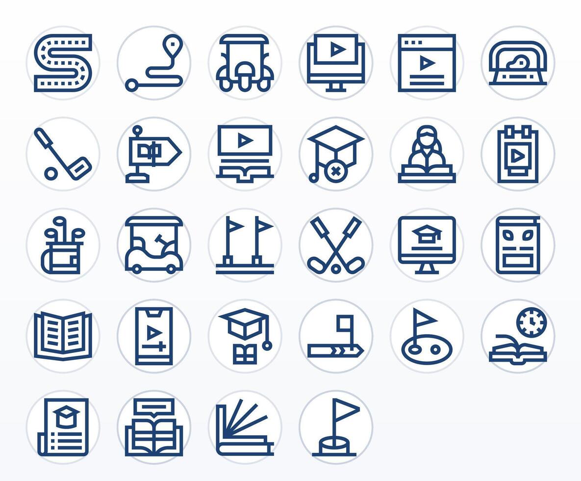 28 Bold Line Pixel Aligned Icons for Course Graphics vector