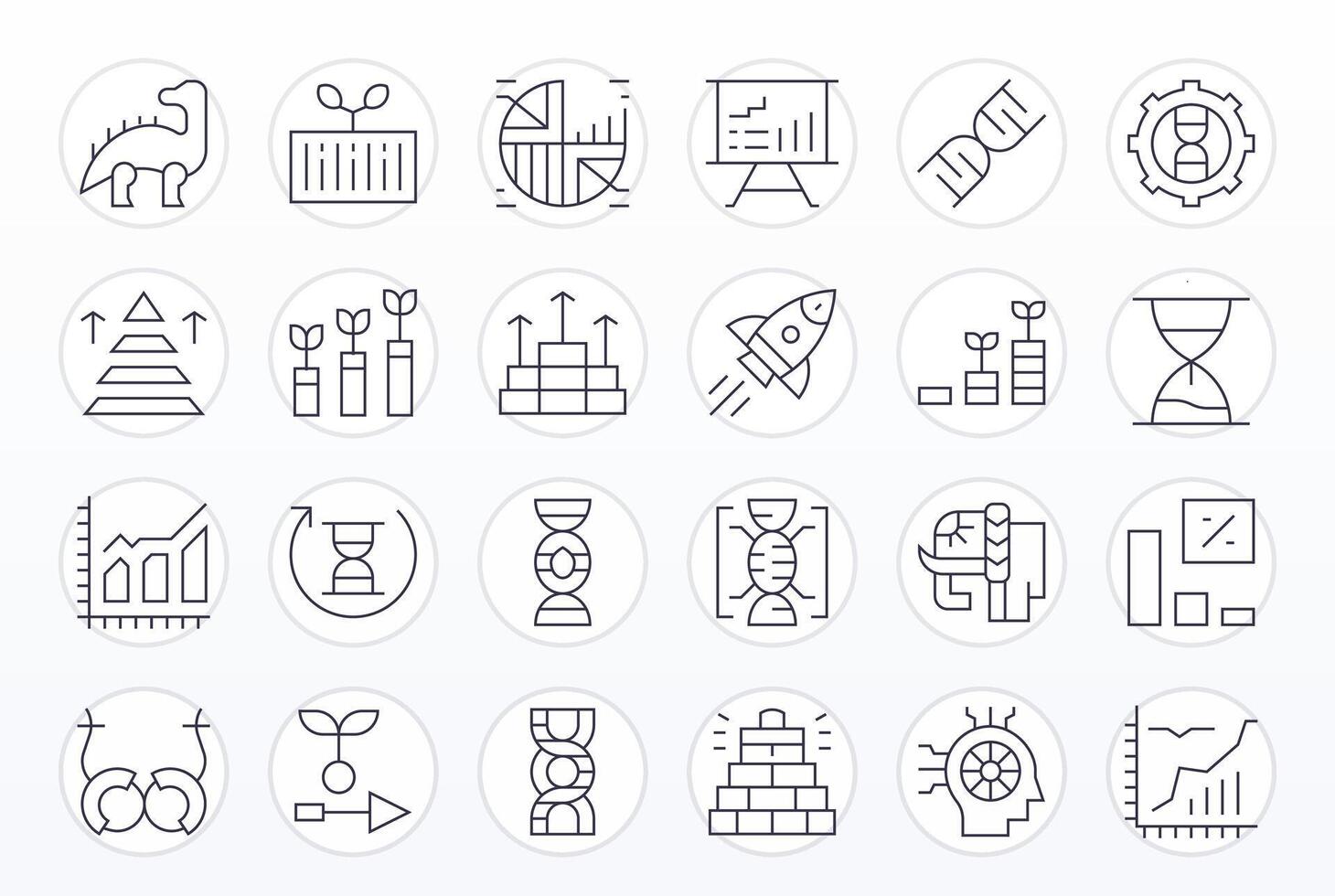 Evolution Icon Set with 24 Thin Line High Resolution Grid Fitted Graphics vector