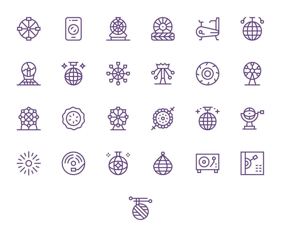 25 Regular Line Pixel Optimized Icons tailored for Spinning 128x128 interface vector