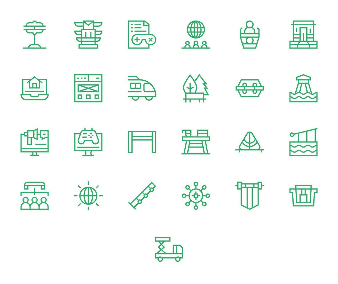 Platform High Resolution Icon Pack with 25 Regular Line PIXEL Perfect Elements vector