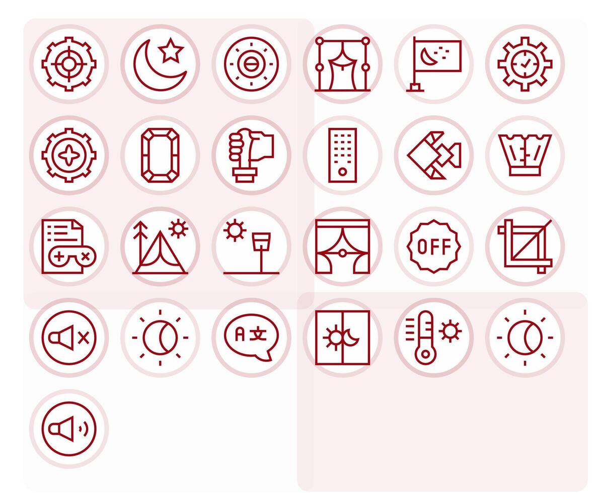 Setting including 25 High Resolution Regular Line Illustrations vector