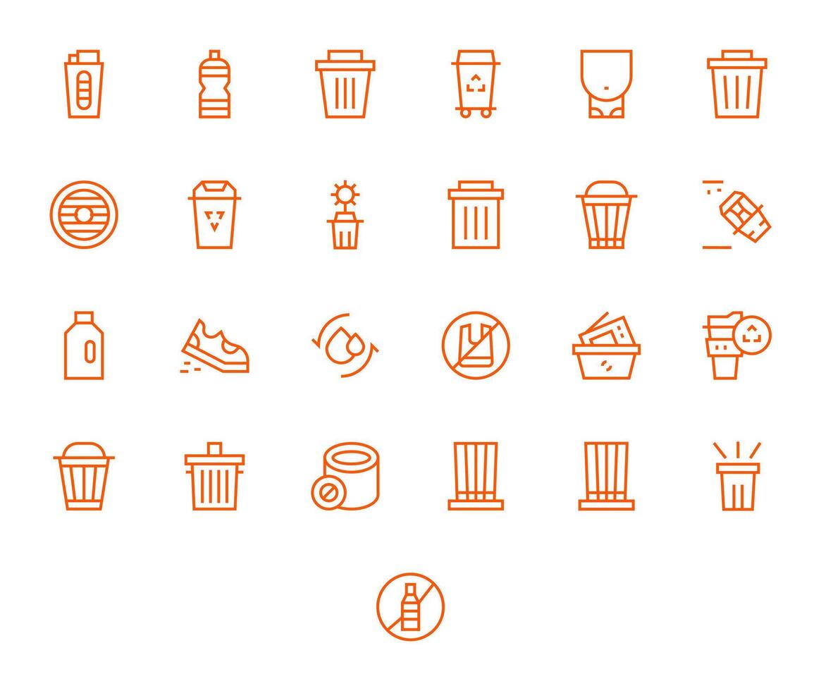 25 Pixel Aligned Regular Line Icons from Recycle Collection vector