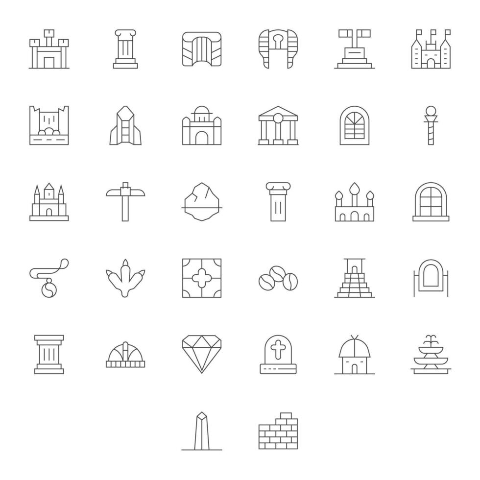 32 High Resolution Thin Line Icons optimized for Stone Display Perfect display vector