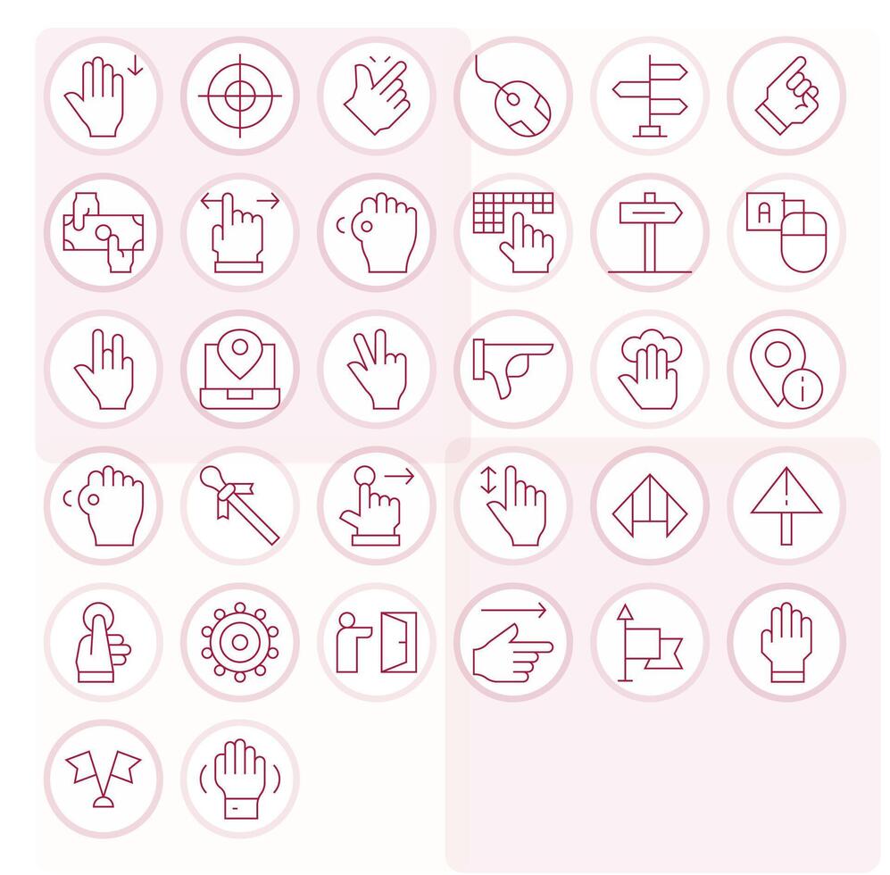 Pointer Icon Collection with 32 High Resolution Thin Line Designs vector