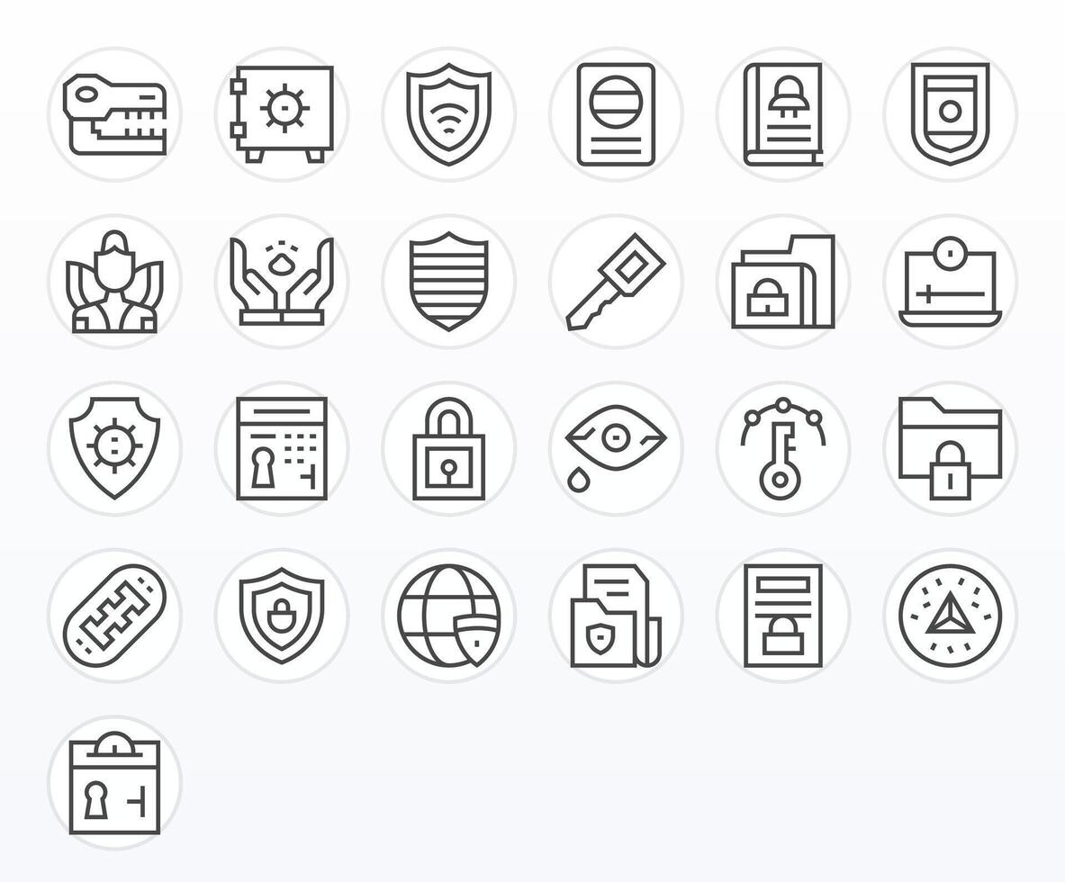 25 High Resolution Regular Line Editable Icons for Encryption Projects vector