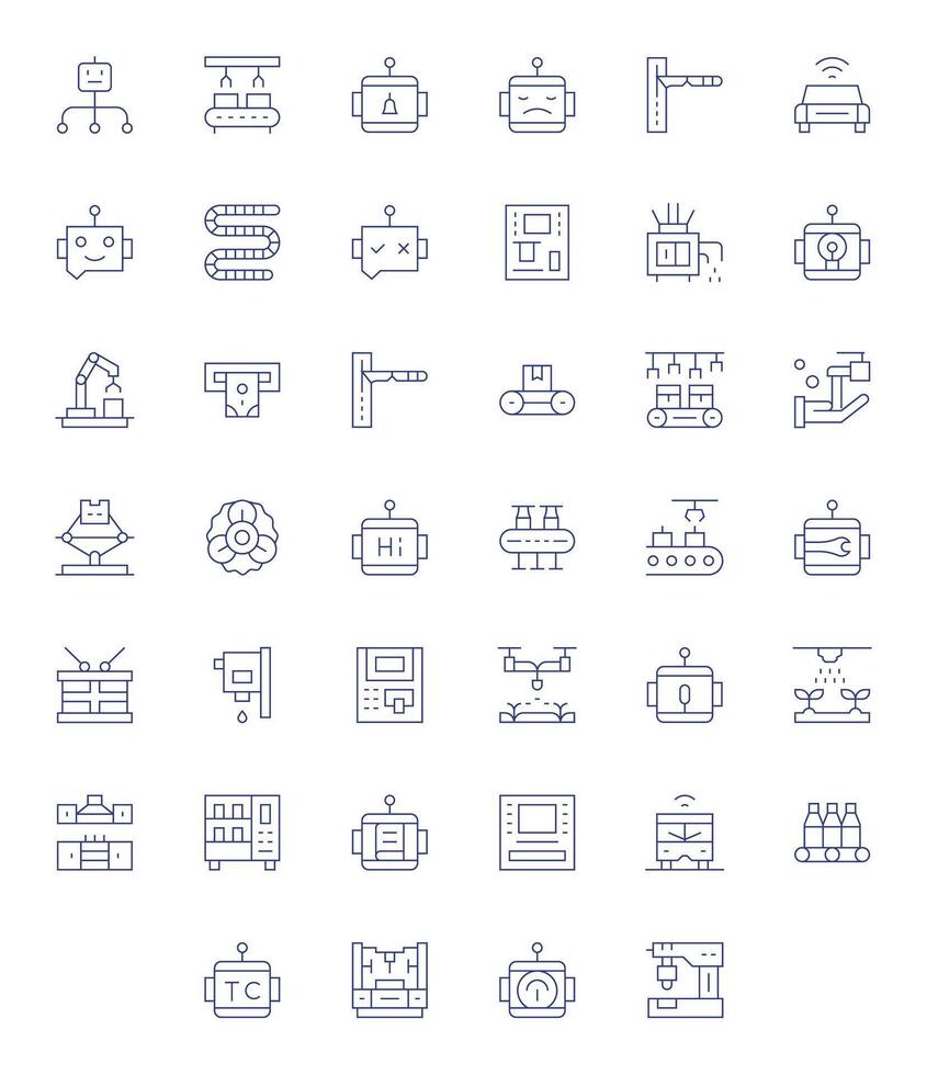 Automated Comprehensive Bundle with 40 Pixel Aligned Thin Line 128x128 Icons vector
