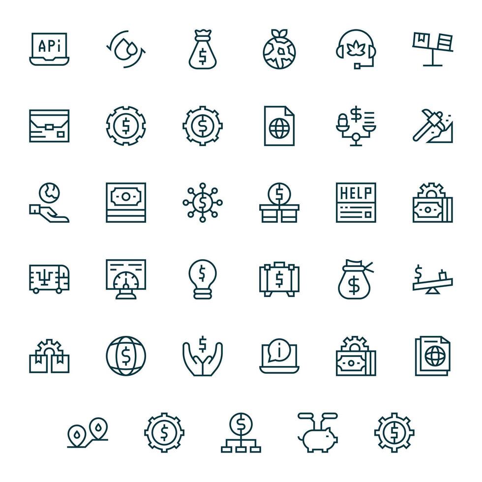 35 íconos para recursos optimizado en píxel alineado alto resolución regular línea resolución vector