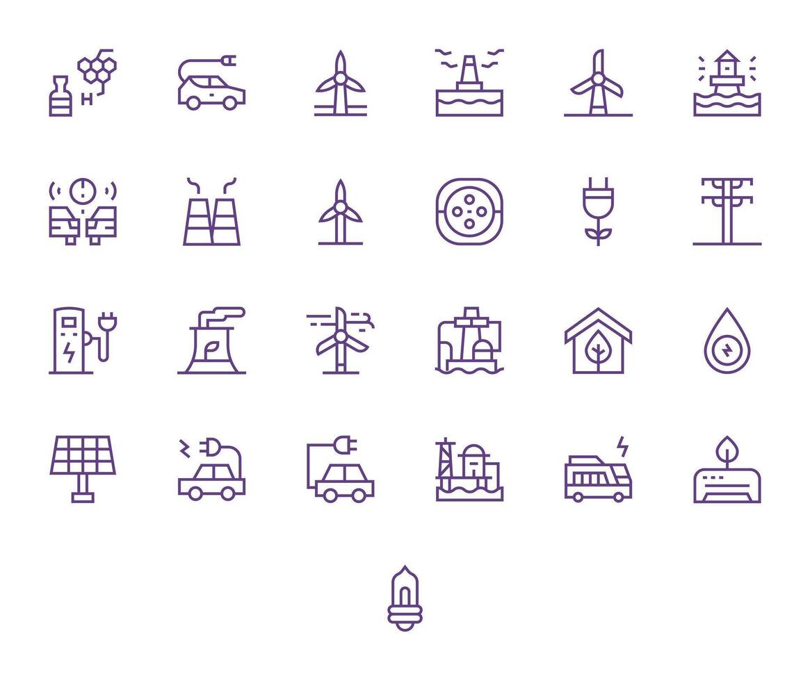 25 256x256 Regular Line Icons optimized for Renewable Energy Pixel Optimized display vector
