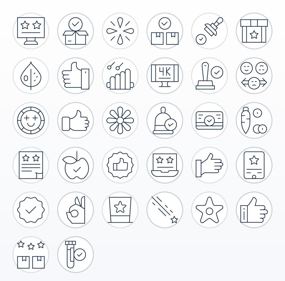 32 Icons inspired by Good in Pixel Optimized High Resolution Thin Line quality vector