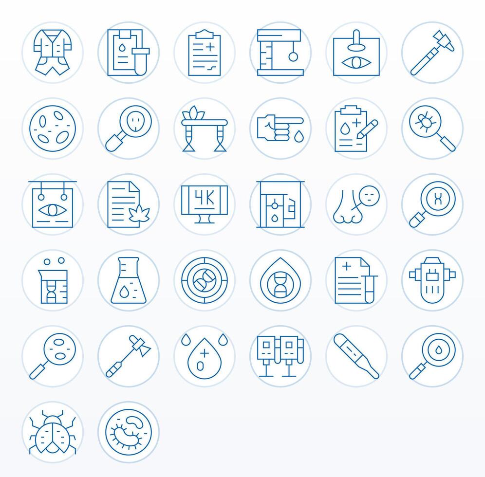 Testing Complete Package with 32 64x64 Thin Line Display Perfect Icons vector