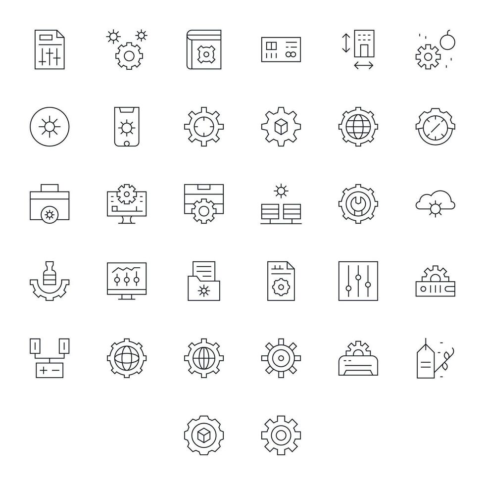 Parameters Digital Pack containing 32 Display Perfect Thin Line High Resolution Icons vector