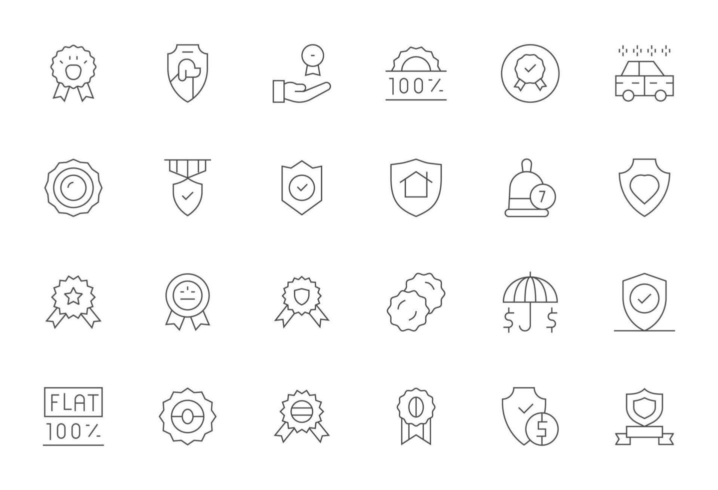 Guarantee Graphics Pack including 24 Thin Line High Resolution Pixel Aligned Icons vector