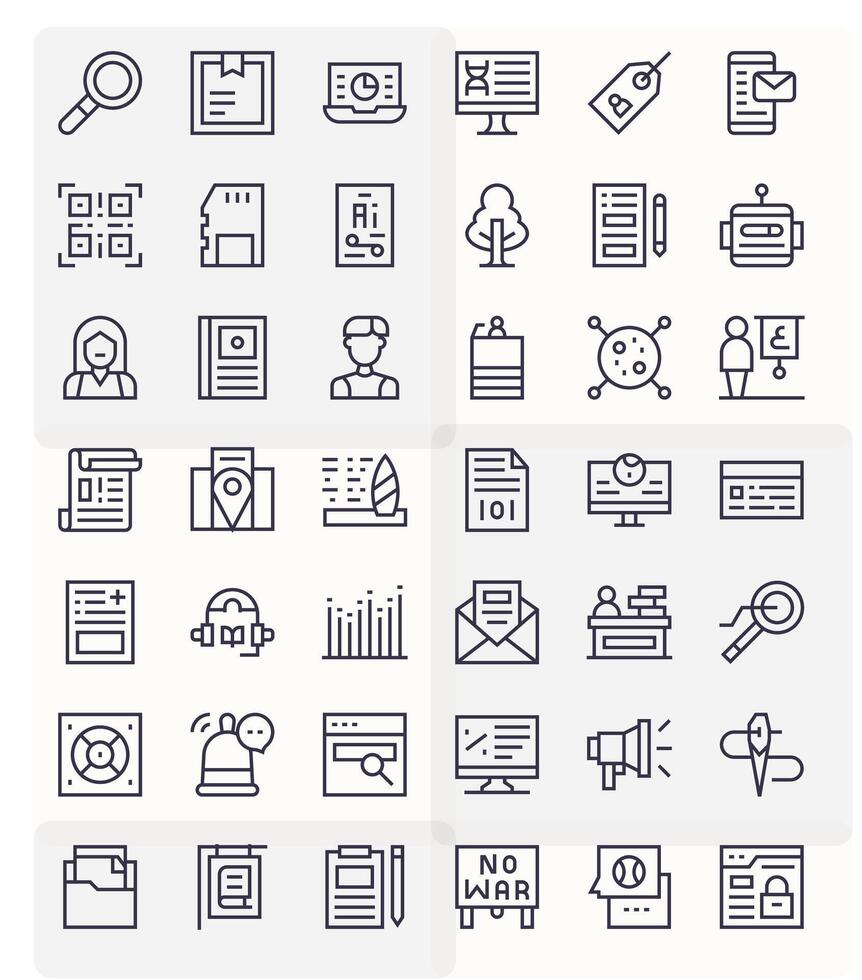 Information Icon Toolkit featuring 42 Pixel Optimized Retina Ready Regular Line elements vector