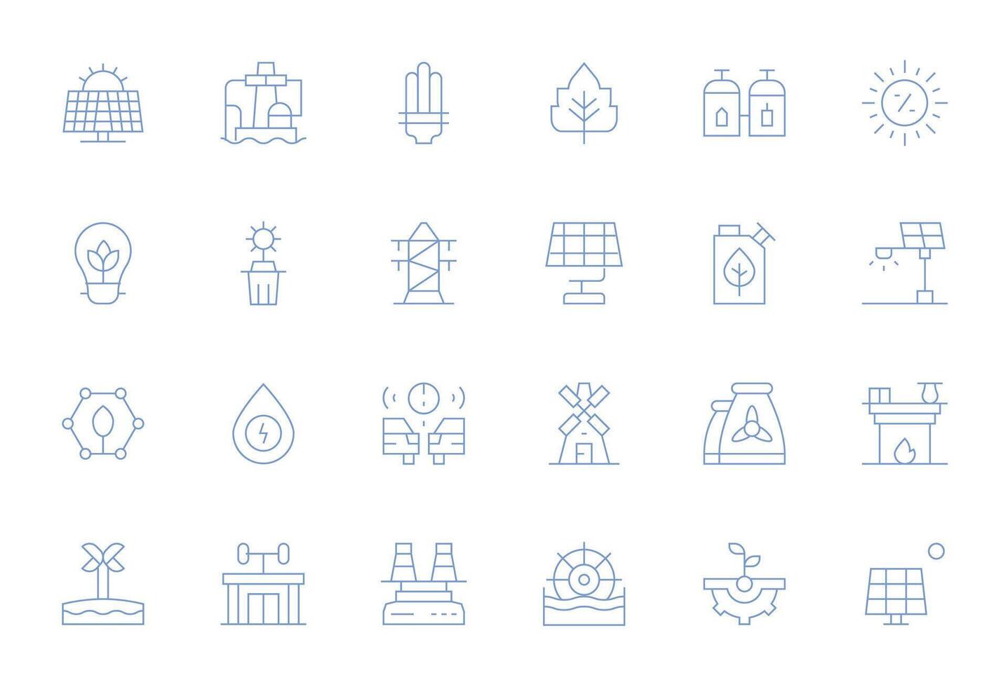 24 Pixel Optimized High Resolution Icons for Renewable in elegant Thin Line design vector